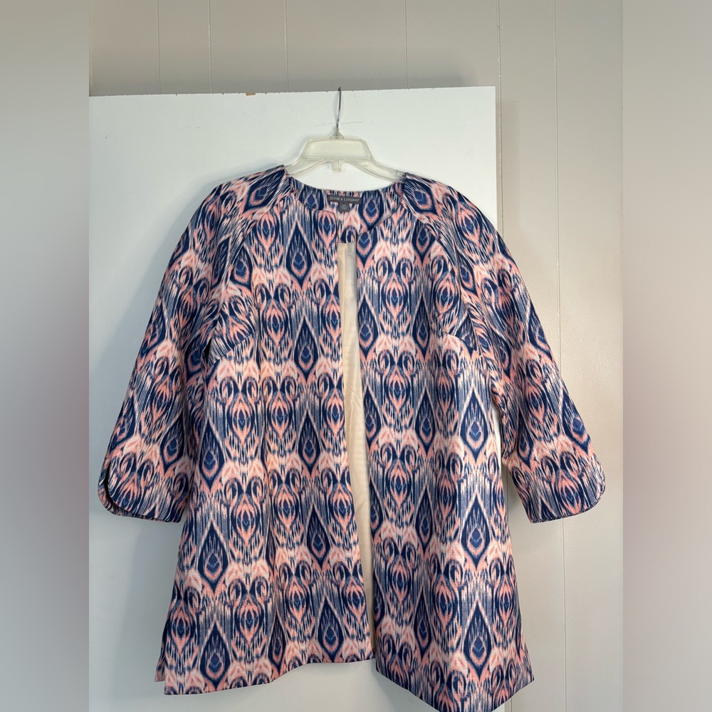 JESSICA LONDON Womens 3/4 length coat in Pink, Blue and Beige. SIZE 16W.